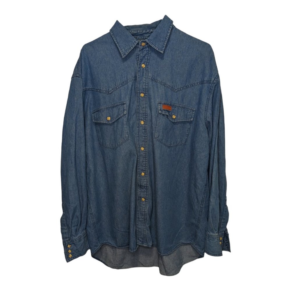 Moose Creek Men's Casual Western Blue Denim Snap Shirt Size XL
